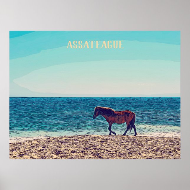 Affiche de plage d'Assateague Wild Horse (Devant)