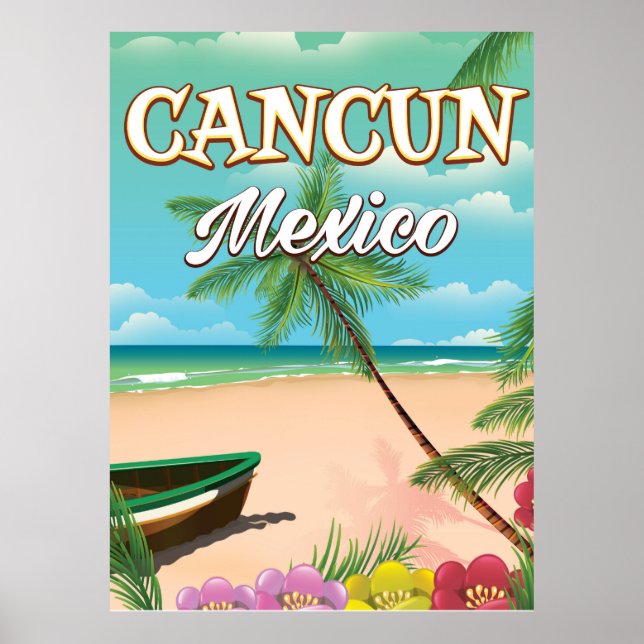 Affiche de plage de Cancun au Mexique (Devant)