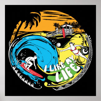 Affiche de plage "J'aime MA vie"