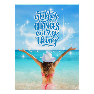 Affiche de plage tropicale : La gratitude change t
