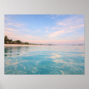 Affiche de plage turquoise tropicale - Coucher de