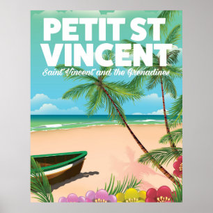 Affiche de plage vintage de Petit Saint Vincent