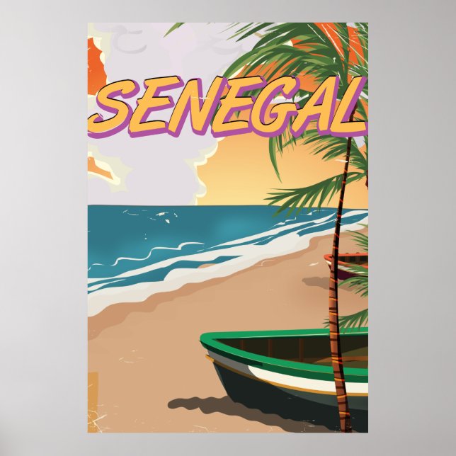 Affiche de plage vintage du Sénégal. (Devant)