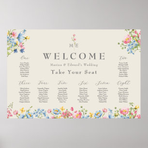 Affiche de plan de table de bienvenue de mariage a