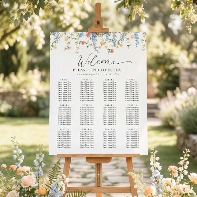 Affiche de plan de table de mariage à fleurs sauva (Créateur téléchargé)