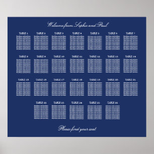 Affiche de plan de table de mariage Navy Blue 26