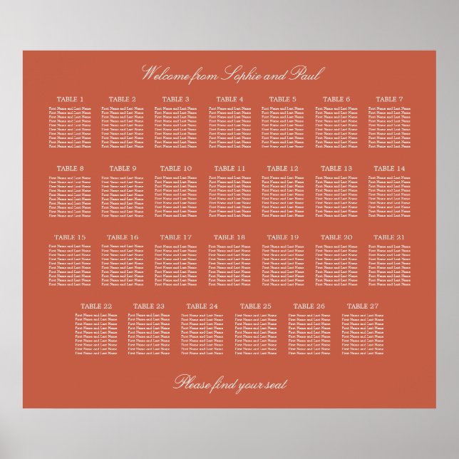 Affiche de plan de table de mariage Terracotta 27 (Devant)