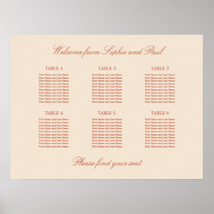 Affiche de plan de table de mariage Terracotta Scr