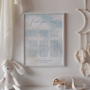 Affiche de plan de table On Cloud 9 Bleu vibrant