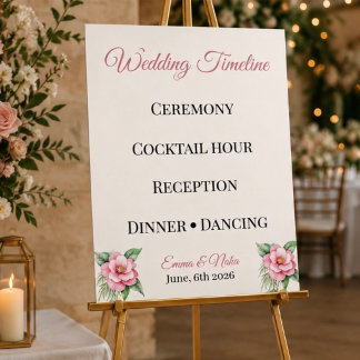 Affiche de planning de mariage floral personnalisé