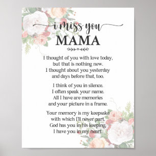 Affiche de poème Je te manque Maman
