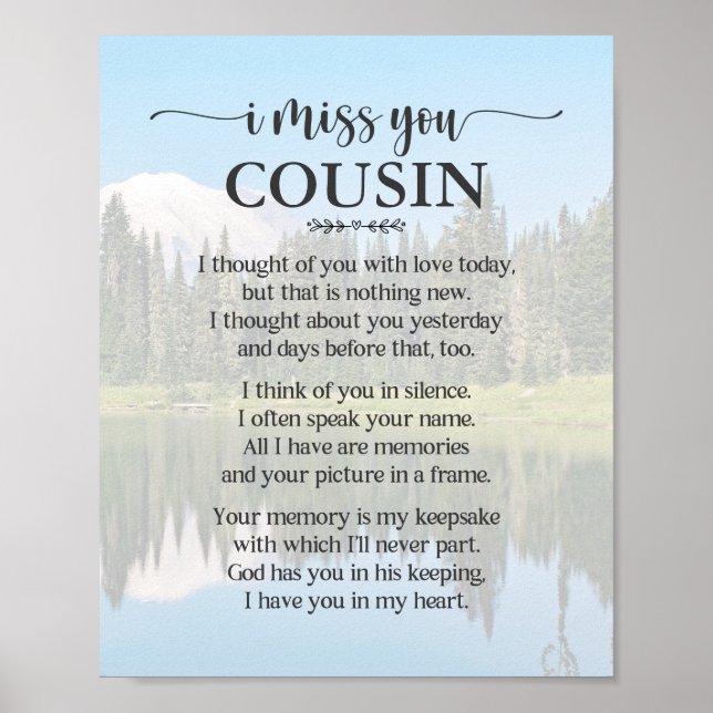 Affiche de poème pour cousin que j'aime (Devant)