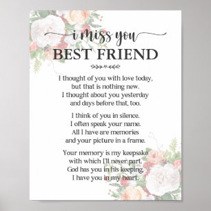 Affiche de poème pour meilleur ami « Tu me manques
