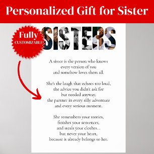 Affiche de poème SISTERS – Cadeau sincère pour une