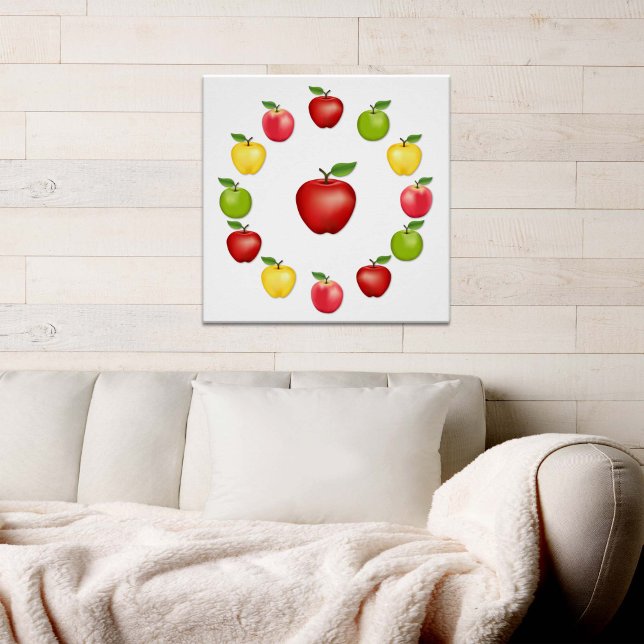 Affiche de pommes (Apples Poster. Fresh, natural fruit, Red Delicious, Granny Smith, Golden Delicious, Pink Lady Apples)