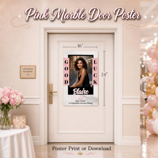 Affiche de porte de concours Marble Rose Gold Glam