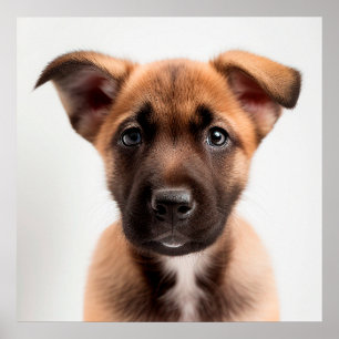 Affiche de portrait de chiot Malinois belge mignon