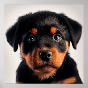 Affiche de portrait de chiot Rottweiler mignon