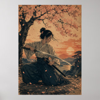 Affiche de portrait de femme japonaise sous le sol