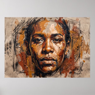Affiche de portrait de femme noire expressive