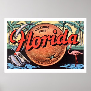 Affiche de poster rétro Florida Orange