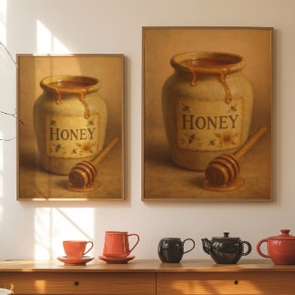 Affiche de pot de miel vintage | Art de ferme rust