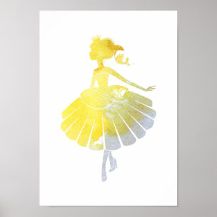 Affiche de princesse en or ballerine