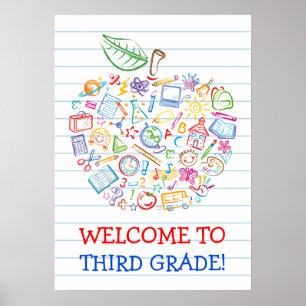 Affiche de professeur avec des gribouillis d'école