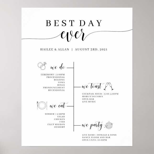 Affiche de programme de planning de mariage Meille (Devant)