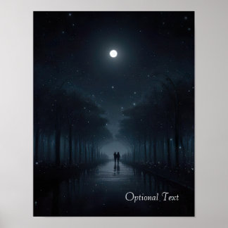 Affiche de promenade nocturne personnalisable au c