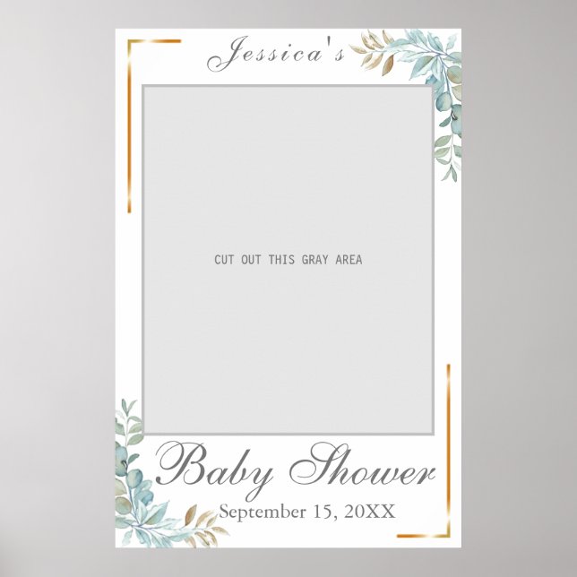 Affiche de prop de photo de baby shower à l'aquare (Devant)