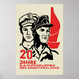 Affiche de propagande d'Allemagne de l'Est 20 ans 