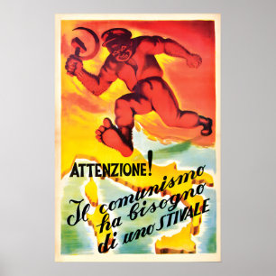 Affiche de propagande italienne anticommuniste Ita
