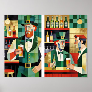 Affiche de pub irlandais cubiste moderne