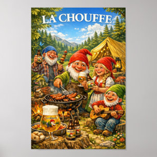Affiche de rassemblement de bière autour d'un feu