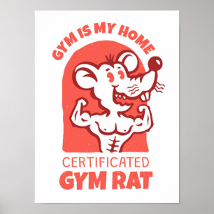 Affiche de Rats de Gym. Art mural de fitness drôle