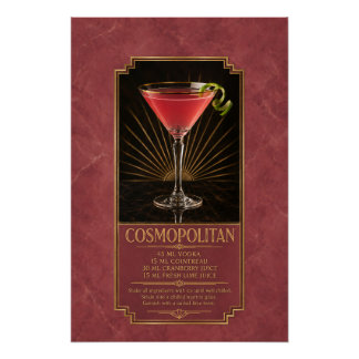 Affiche de recette Cosmopolitan | Art de bar
