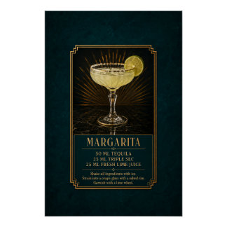Affiche de recette de Margarita | Art de bar
