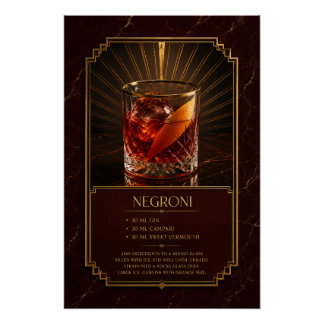 Affiche de recette de Negroni | Art de bar