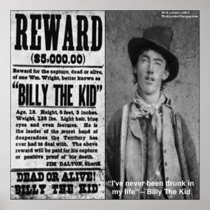 Affiche de récompense de Billy The Kid