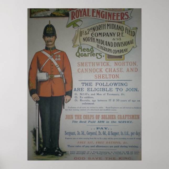 Affiche de recrutement des Royal Engineers anglais (Devant)