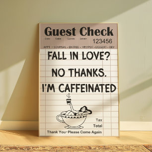 Affiche de reçu de café drôle