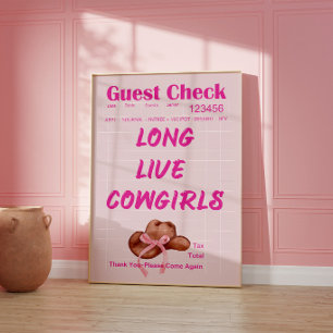 Affiche de reçu esthétique de cowgirl invitée