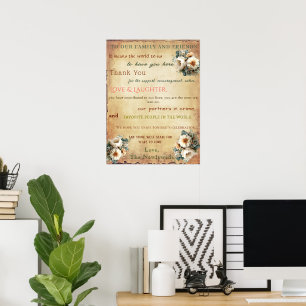 Affiche de remerciement pour la réception de maria