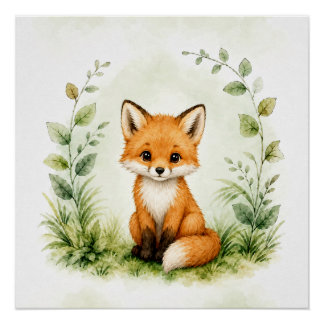 Affiche de renard de forêt Art mural Nature