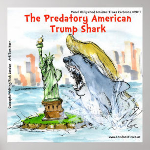 Affiche de Rick London Drôle Trump Requin