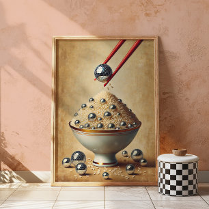 Affiche de riz disco amusante Art mural de cuisi