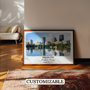 Affiche de Rochester New York, Aquarelle, Sur mesu