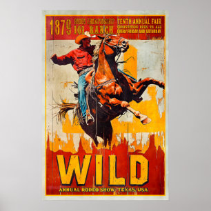 Affiche de Rodéo Wild West 101 Ranch, Texas - Vint