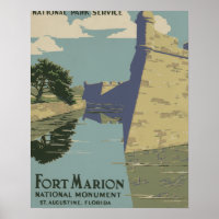Affiche de Saint-Augustine Floride Spanish Fort Ma